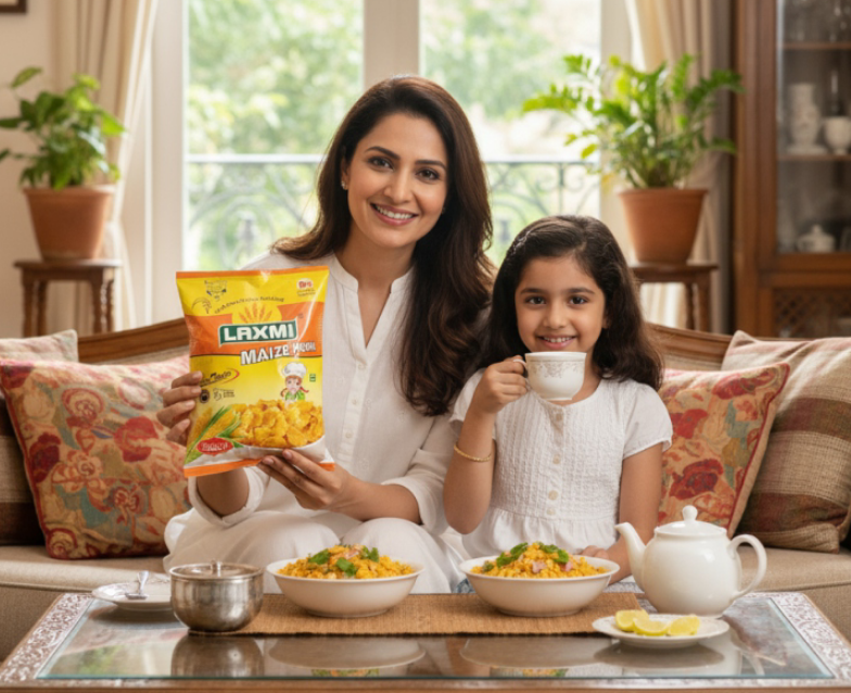 Mother And Child with Laxmi Maize Flakes